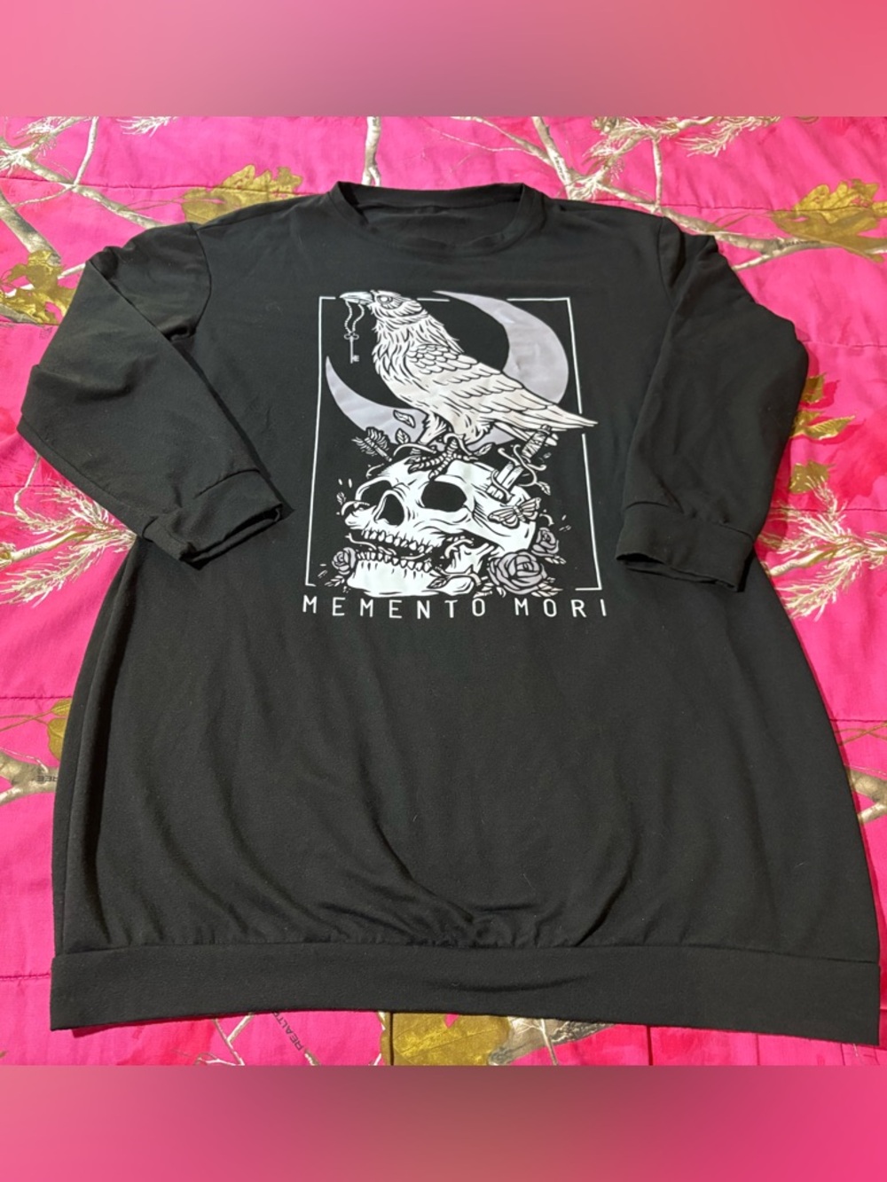 Memento Mori Black Graphic Sweatshirt Dress